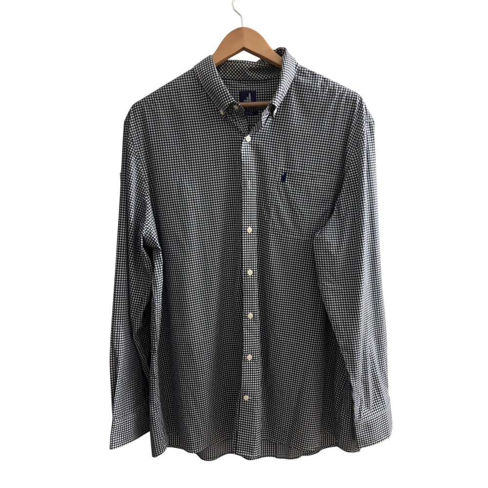 Johnnie-O Prep-formance Bamboo Stretch Gingham Button Down Shirt Men's XXL Navy - Picture 3 of 13